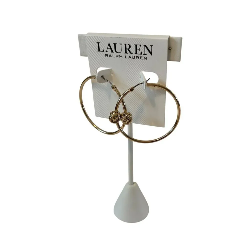 Lauren Ralph Lauren Chic & Stylish Gold Knot Hoop Earrings.